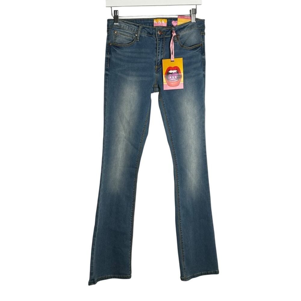 NWT K & K California Pismo Beach Baby Bootcut Denim Blue‎ Jeans Size 7/8